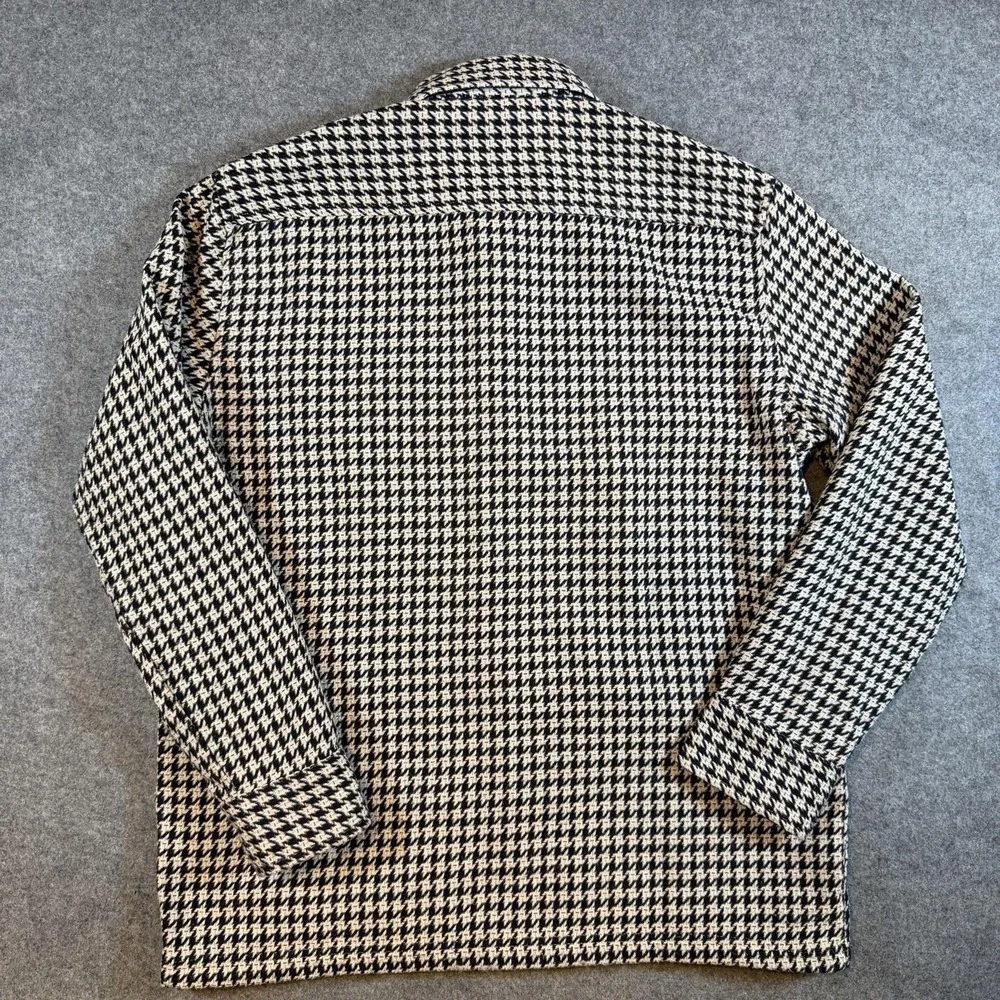 Common People Jacket Mens Large Black Houndstooth Tweed Button Front Overcoat